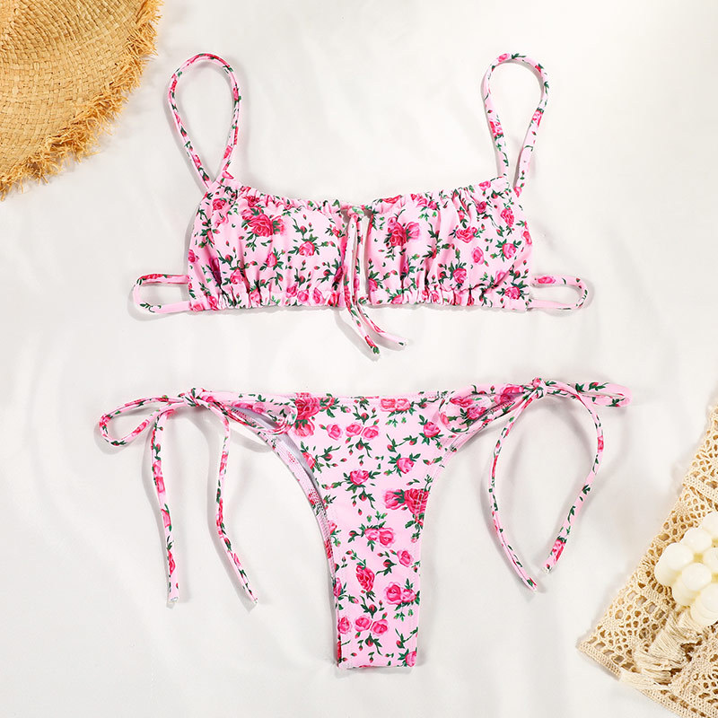 Mature Women Swimwear Printed Strap Bikini Swimsuits