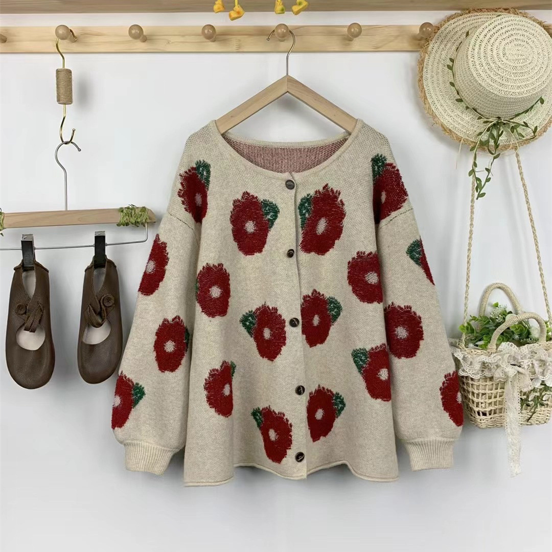 Chicfifth Sweater Women Winter Long Sleeve High Quality Autumn Vintage Top Knitted Cardigan