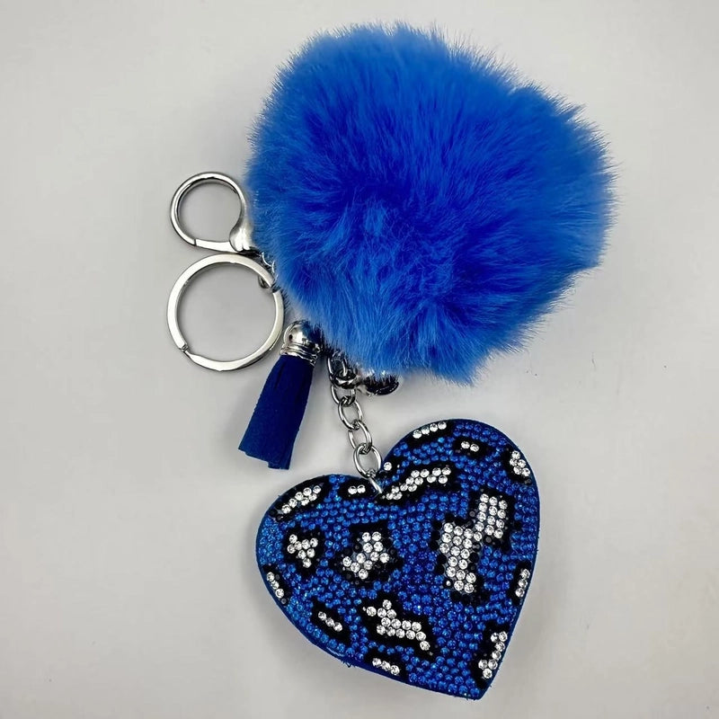 6 Pieces Sweet Korean Style Heart Shape Plush Rhinestones Unisex Keychain