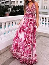 Halter Neck Backless Printed Fashionable Maxi Dress