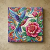 Framed Diamond Painting - Special Shaped - Rose Flowers and Hummingbird(25x25cm)
