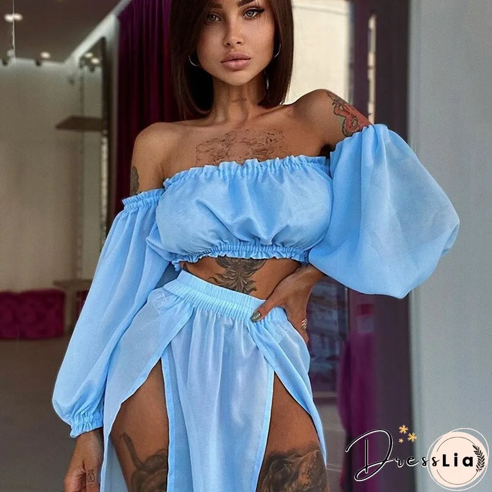 Sexy Mesh Boho Dress Women Summer Beach Solid Color Two-piece Seaside Holiday Sun