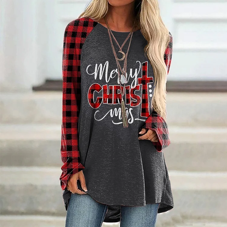 Wearshes Merry Christmas Cross Print Tunic