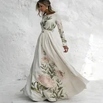 Women's Floral Printed Art Long Sleeve Maxi Dress - Image 2
