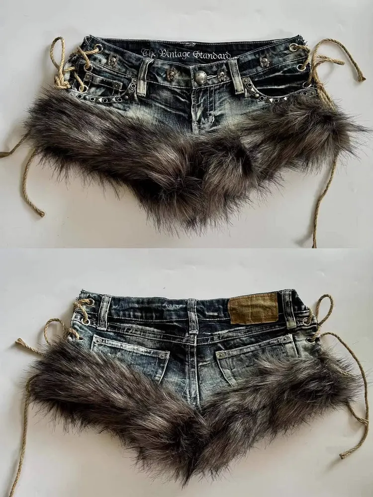 Y2K Raw Edge Denim Shorts
