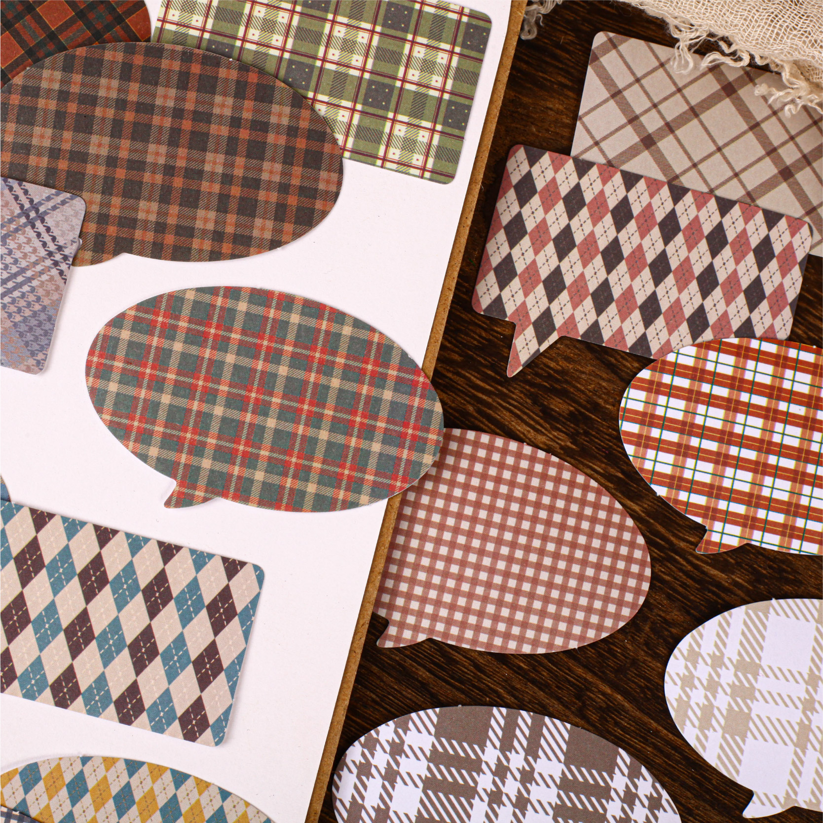 스티커 - 대화 시리즈 빈티지 체크무늬