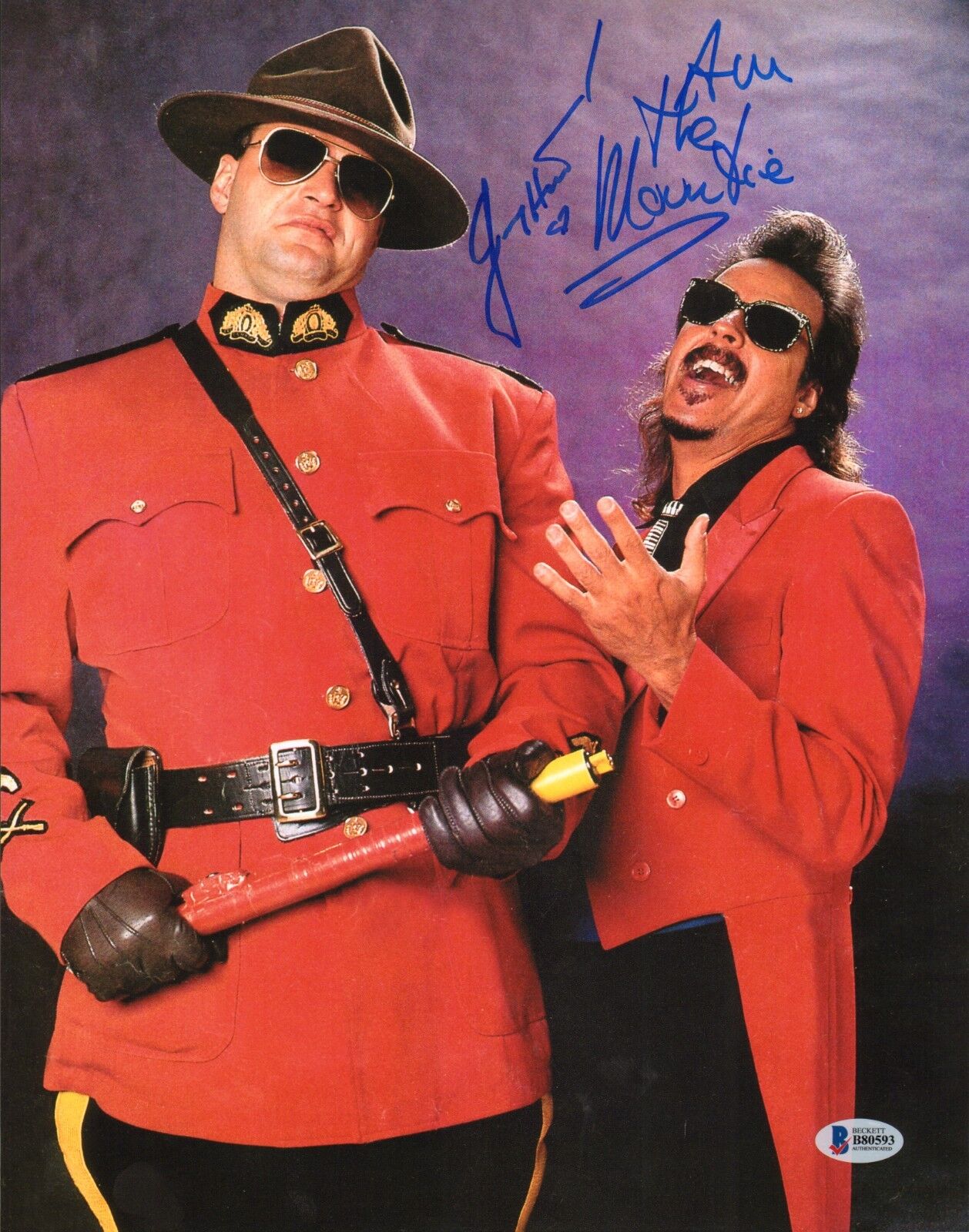 Jimmy Hart & The Mountie Jacques Rougeau Signed 11x14 Photo Poster painting BAS Beckett COA WWE