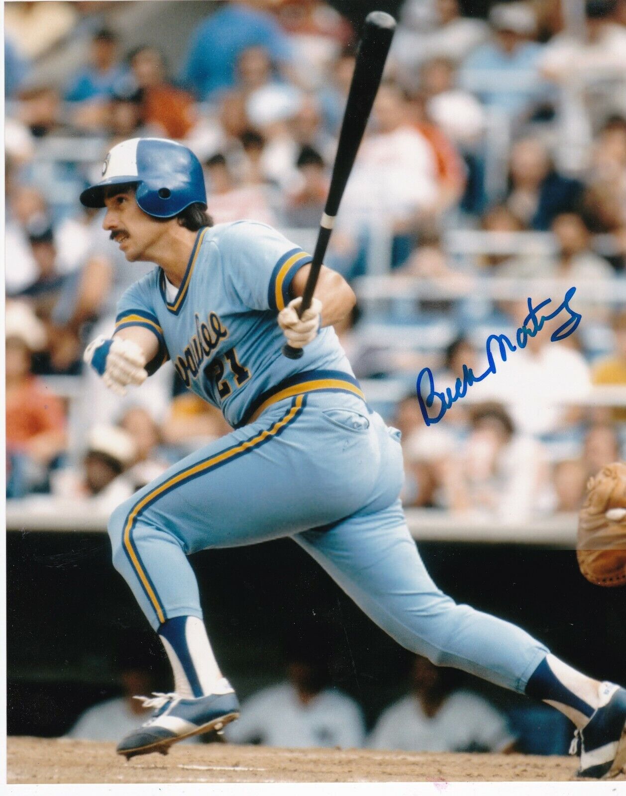 BUCK MARTINEZ MILWAUKEE BREWERS ACTION SIGNED 8x10