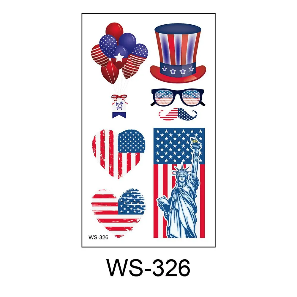 20 Kinds American Flag Tattoos Independence Day Temporary Body Sticker Disposable Waterproof tatouage temporaire