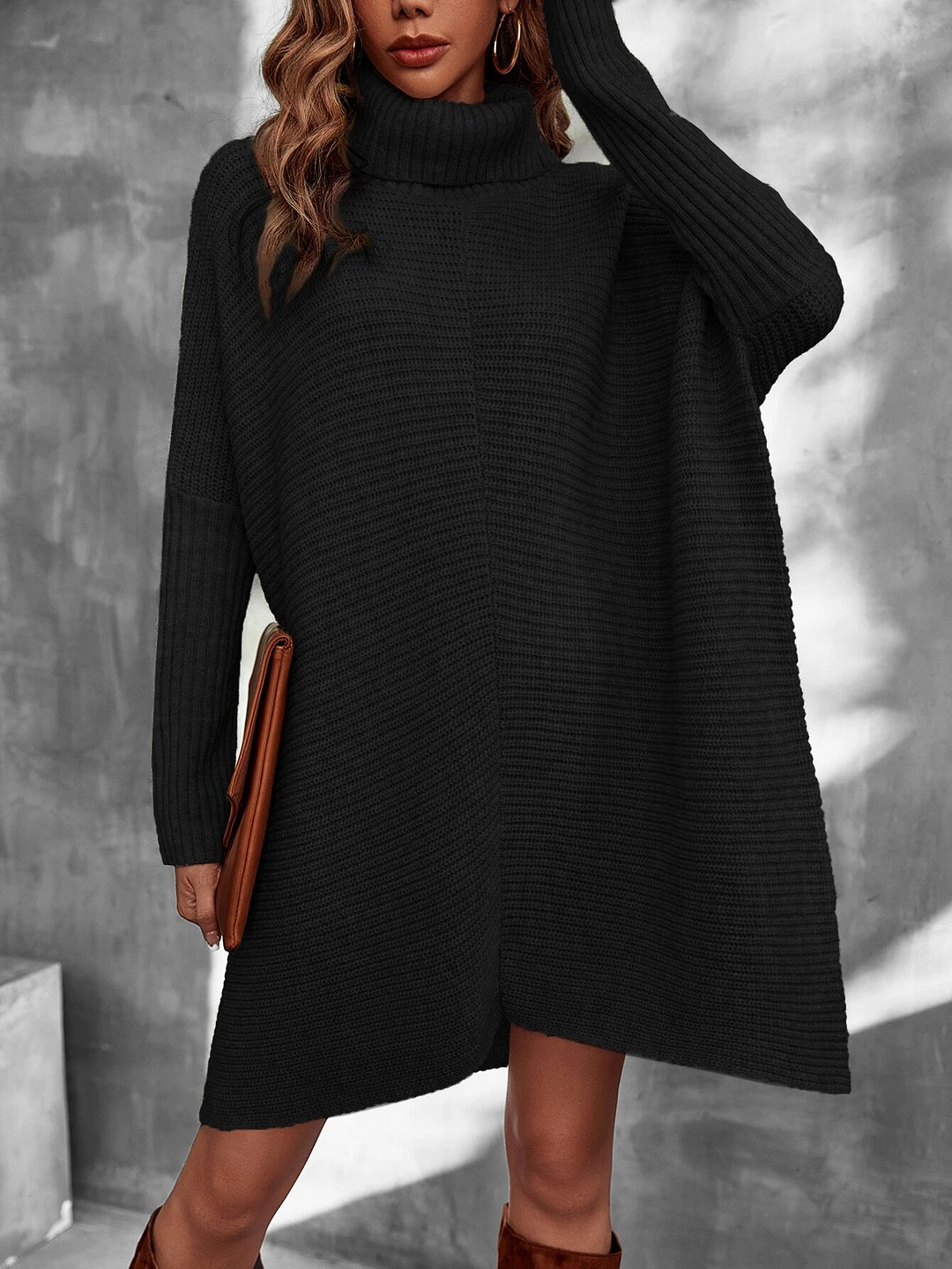 Turtleneck Batwing Sleeve Jumper Dress