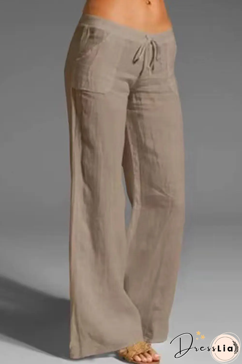 Casual Solid Patchwork Loose Mid Waist Wide Leg Solid Color Bottoms(8 Colors)