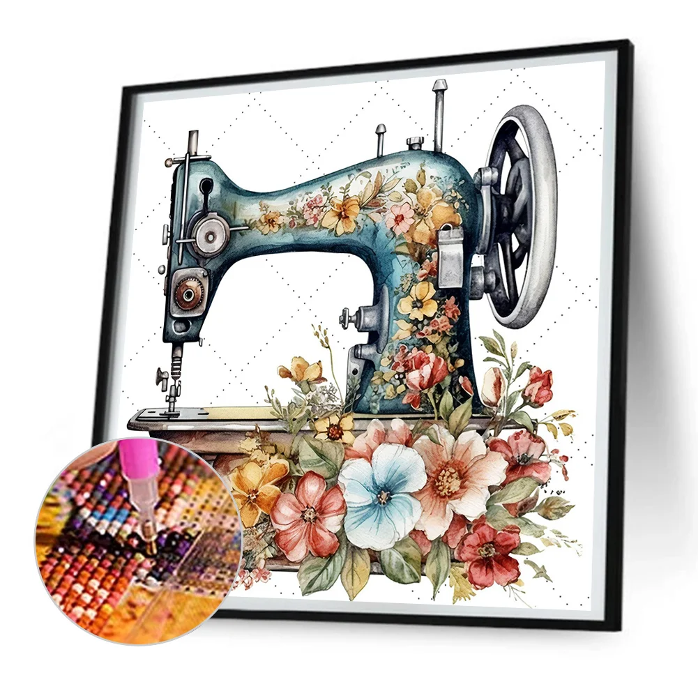 Diamond Painting - Full Round Drill - Sewing Machine(30*30cm)