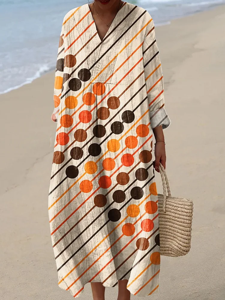 Women's Abstract Geometry Art Print Casual Dress