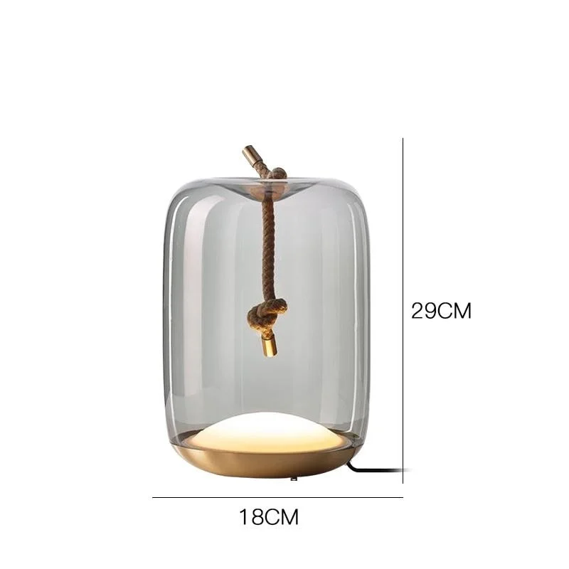 Nordic creative smoke gray glass living room LED table lamps hemp roped decoration iron bedroom study desk lights