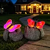 Solar Butterfly Garden Statue Waterproof Imitation Stone Landscape Light for Outdoor Yard Patio Decor for Women Mom Grandma