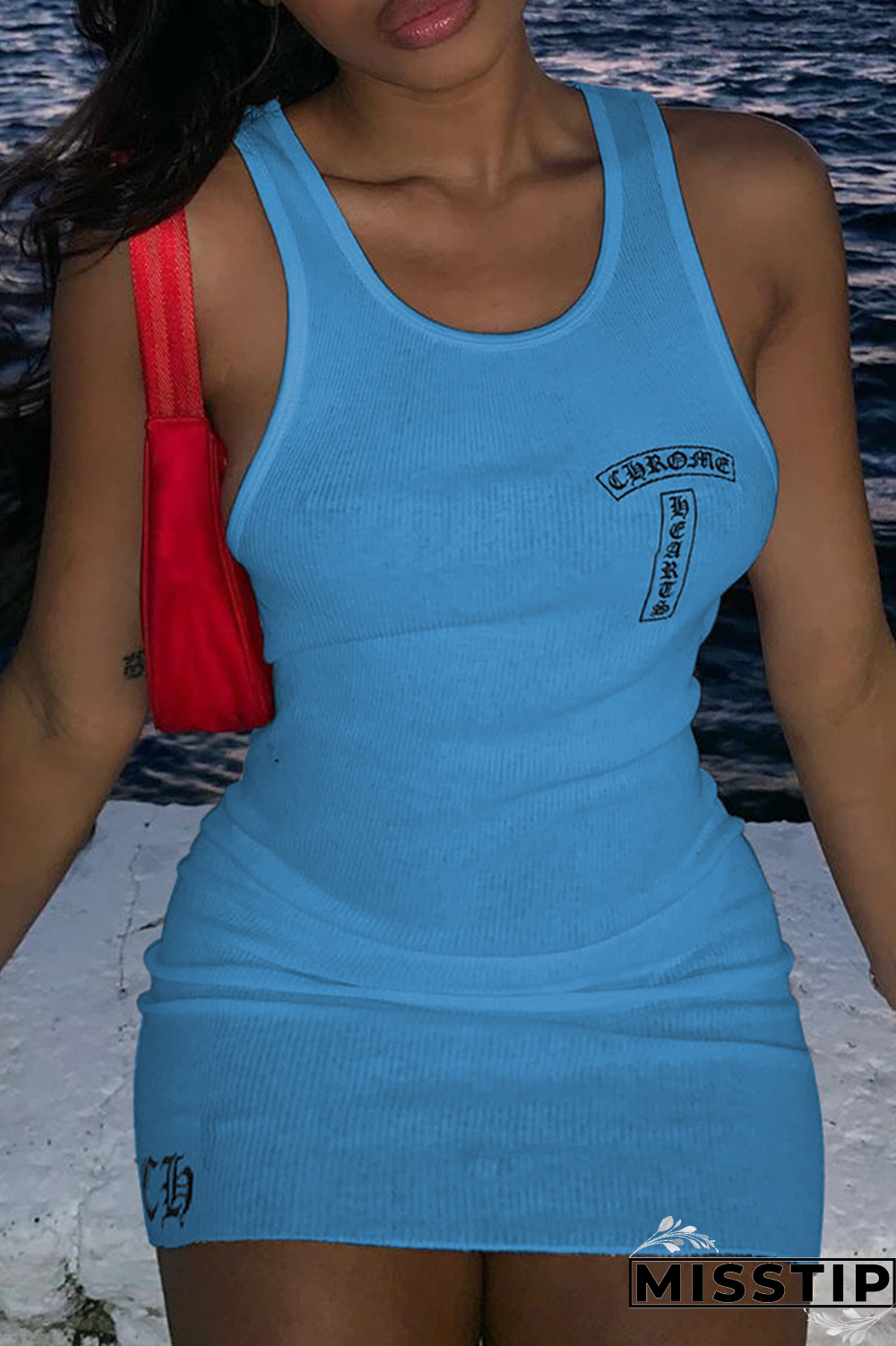 Black Fashion Sexy Spaghetti Strap Sleeveless U Neck Sling Dress Mini Print Dresses