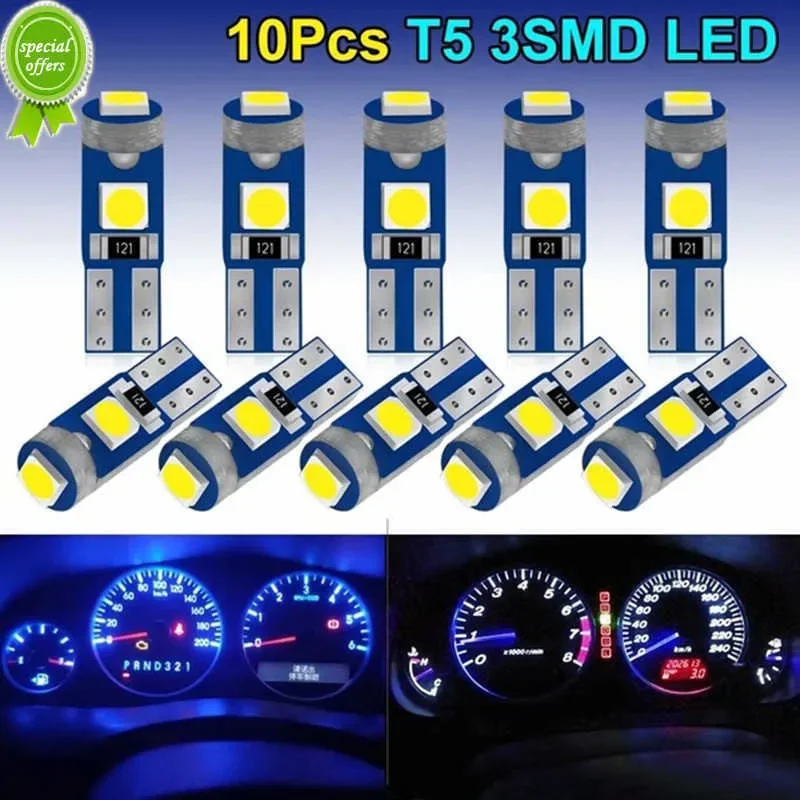 New 10Pcs T5 Bulb W3W W1.2W Led Canbus Car Interior Lights Dashboard warming indicator Wedge Auto Instrument Lamp 12V