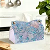 (24cm)Ice Blue Floral Butterfly 24cm DIY Diamond Painting Rhinestones Decorative Tissue Box Reusable Crystal Mosaic PU Tissue Holder for Home Car Desk Decoration Craft