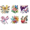 6PCS-Fleur animal-diamant peinture aimant r&eacute;frig&eacute;rateur