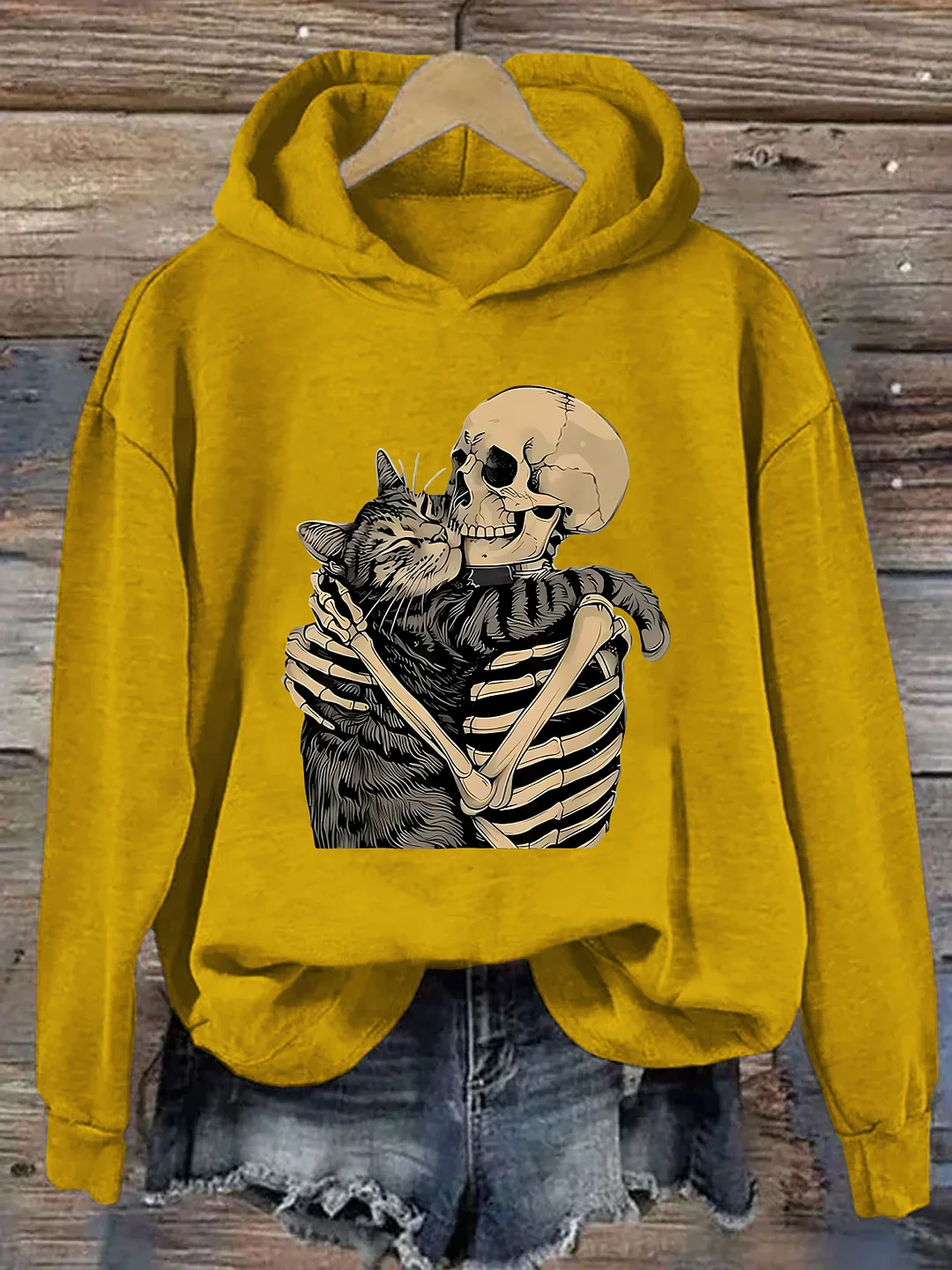 Halloween Skeleton Cat Hoodie