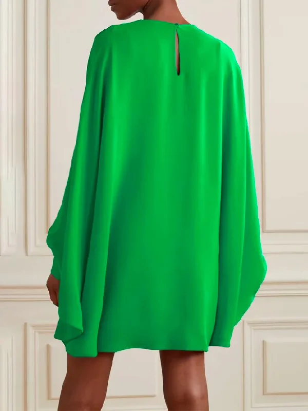 Dark Elegance Slim-Fit Batwing Sleeve Mini Dress
