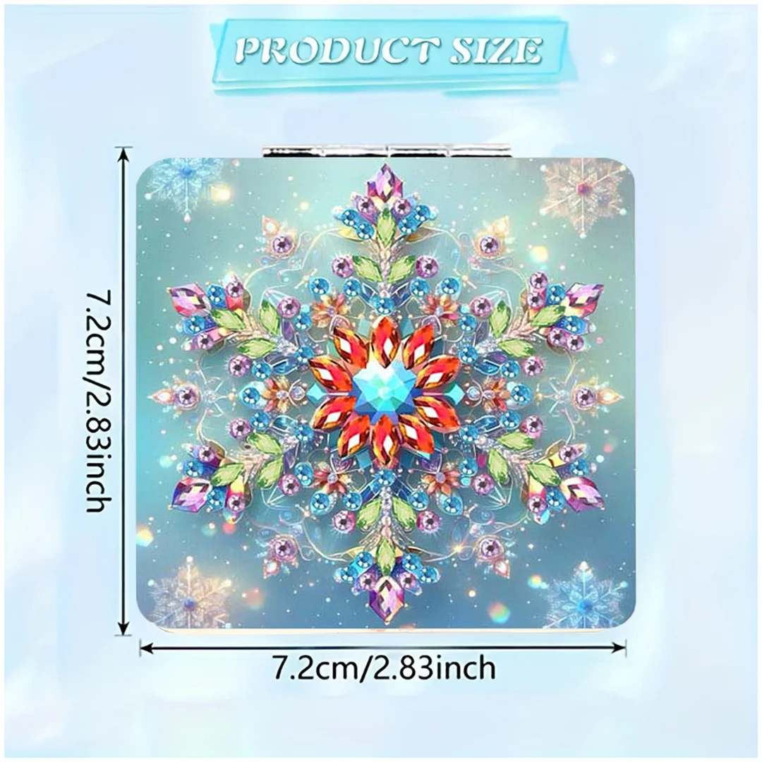 Snowflake DIY Special Shaped Diamond Painting Compact Mirror Kits Diamond Art Painting Pocket Mirror for Beginners Adults Art Craft Woman Gifts