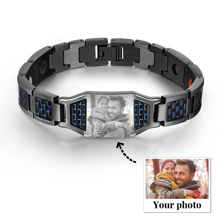 Pulsera magnética para hombre Pulsera con 1 foto personalizada para él