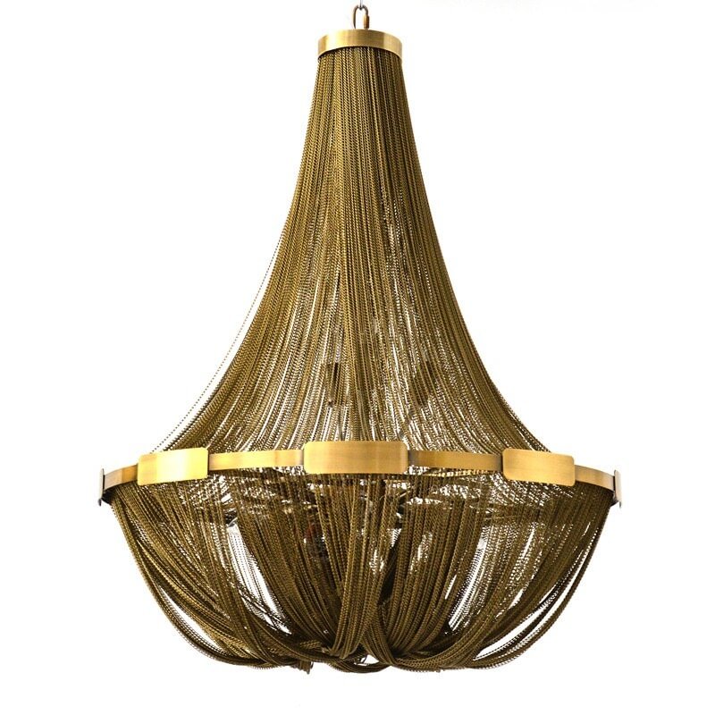 Modern Luxury Silver Gold Tassel Aluminum Chain LED Pendant Lights For Dining Room Restaurant Bar Post Modern Pendant Lamp