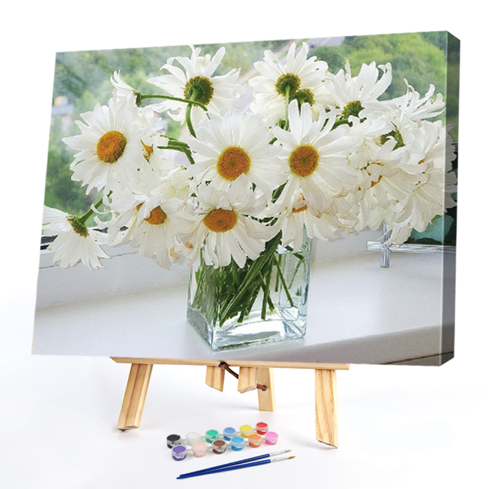 

40*50CM Paint By Numbers-White Flowers, 501 Original