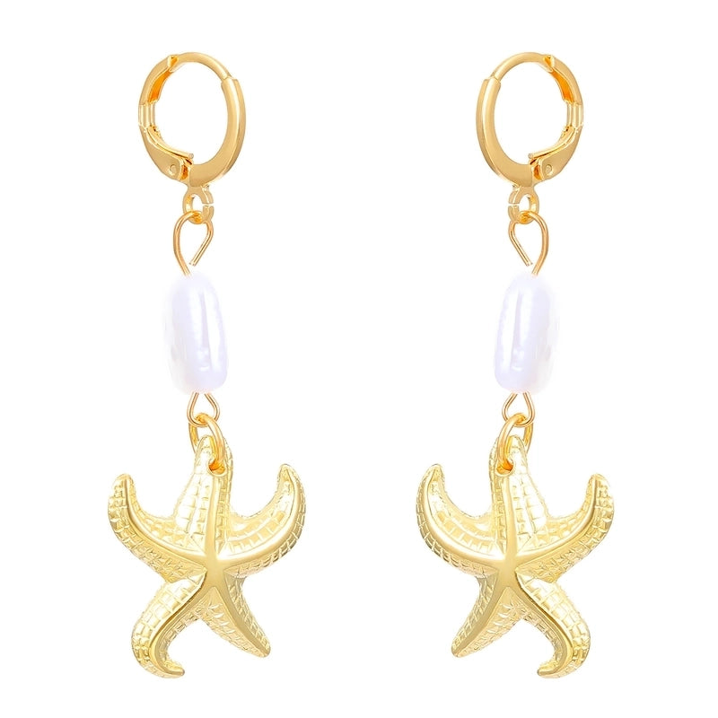 Ocean Wind Beach Holiday New Ladies Shell Starfish Alloy Pearl Jewelry Earrings Accessories Earrings Women