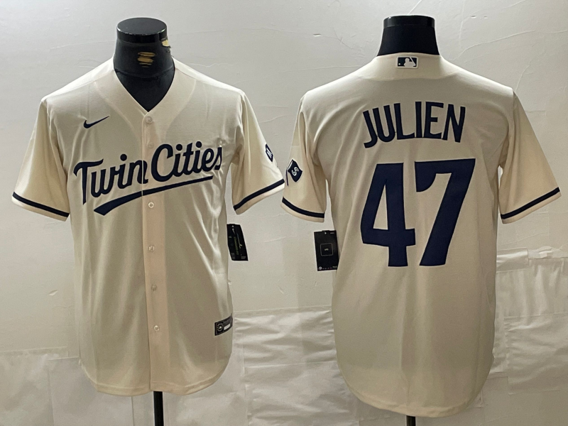 Men's Minnesota Twins Edouard Julien #47 Cream Limited Player Jersey mysite