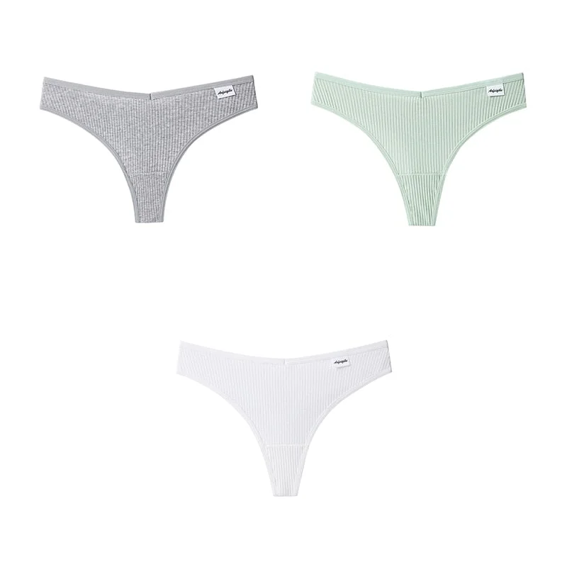 3pcs Women Cotton Panties Sexy Sports Underwear For Woman Lady T-back Female Thongs Cotton Lingerie Woman Intimates New BANNIROU