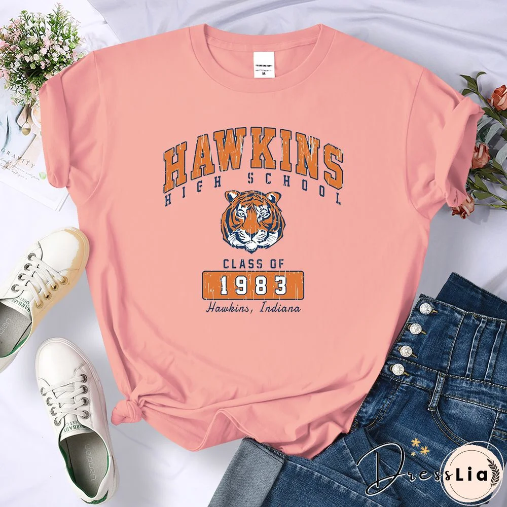 Hawkins High School Class Of 1983 Womens T-Shirts Breathable Casual Tshirt Cute Harajuku Short Sleeve Fashion T Shirts Female