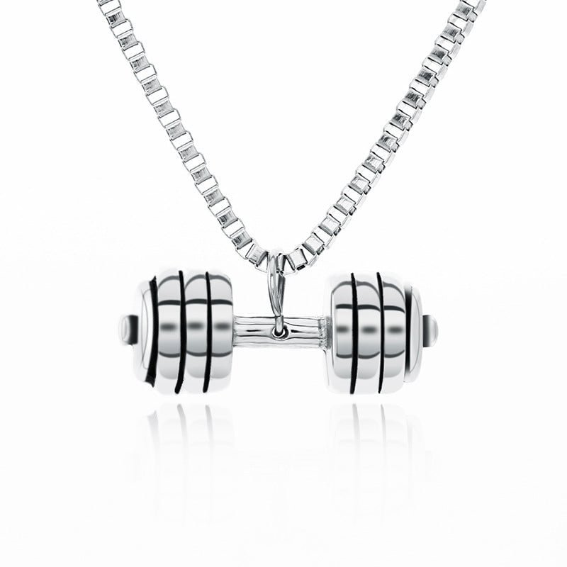 Dumbbell Necklace Titanium Steel Chain tacday