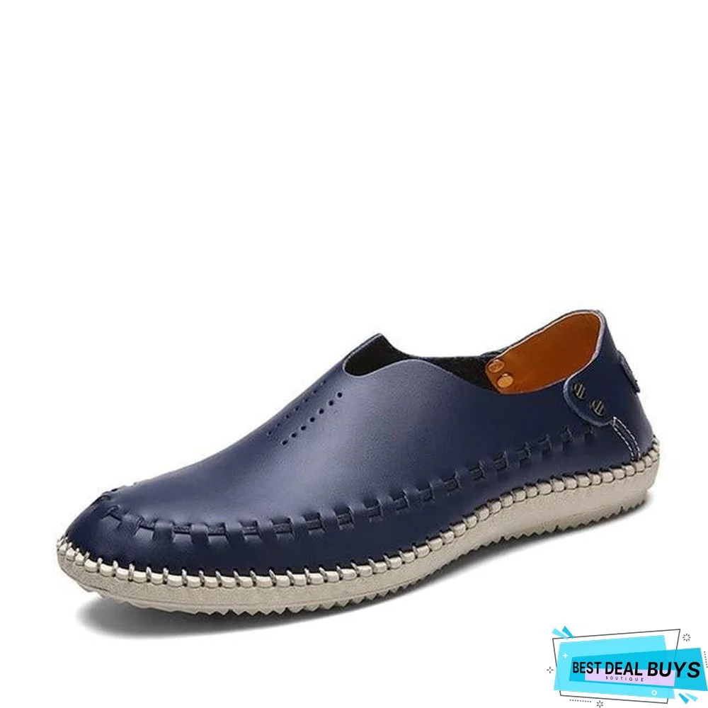 Men's Genuine Leather Flats Moccasins Loafers Driving Shoes