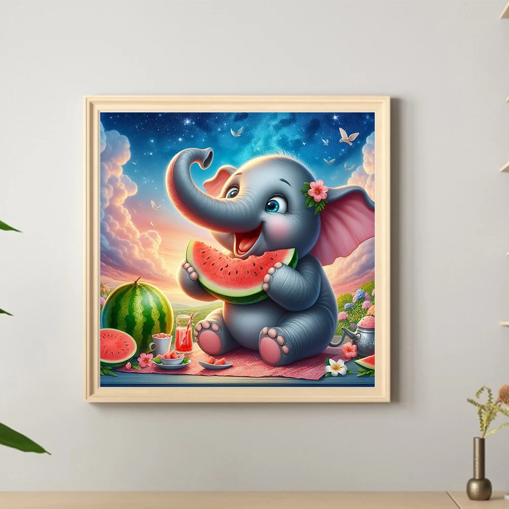Diamond Painting - Full Square Drill - Cute Elephant(Canvas|35*35cm)