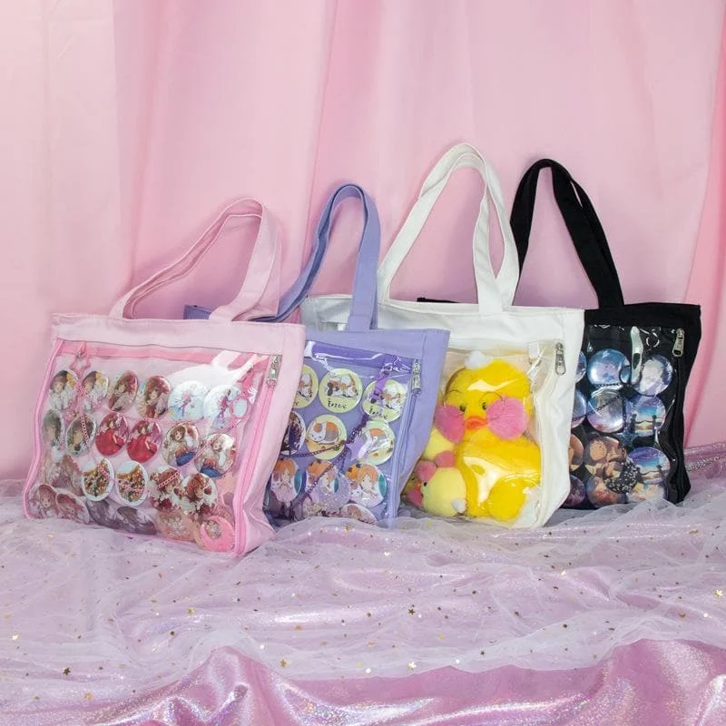9 Colors Lovely Transparent Canvas Handbag/Shoulder Bag SP14303
