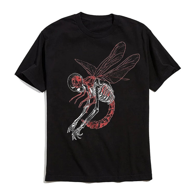 Skeletons & Dragonflies？Occupied Bodies T-shirt Unisex Graphic Tee 