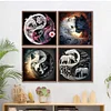 (US Only)4pcs Animal Printed Cross Stitch Kit 40x40cm DIY 11CT Thread Art Needlework