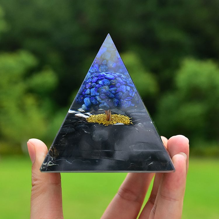 Lapis Lazuli Obsidian Tree Of Life Orgone Pyramid
