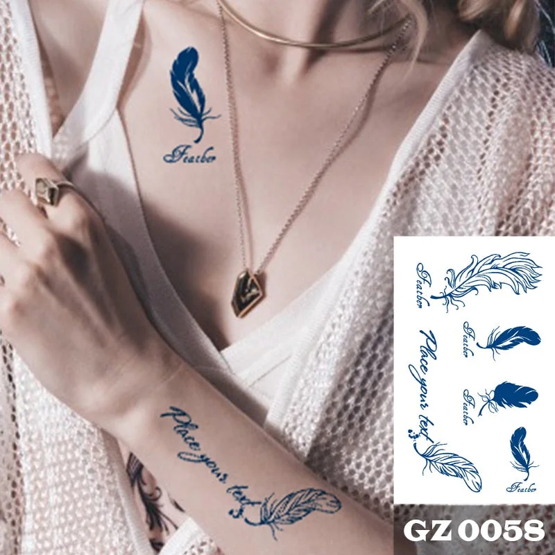 1Pcs Ink Juice Butterfly Text Tattoos Body Art Waterproof Temporary Tattoo Sticker For Men Women