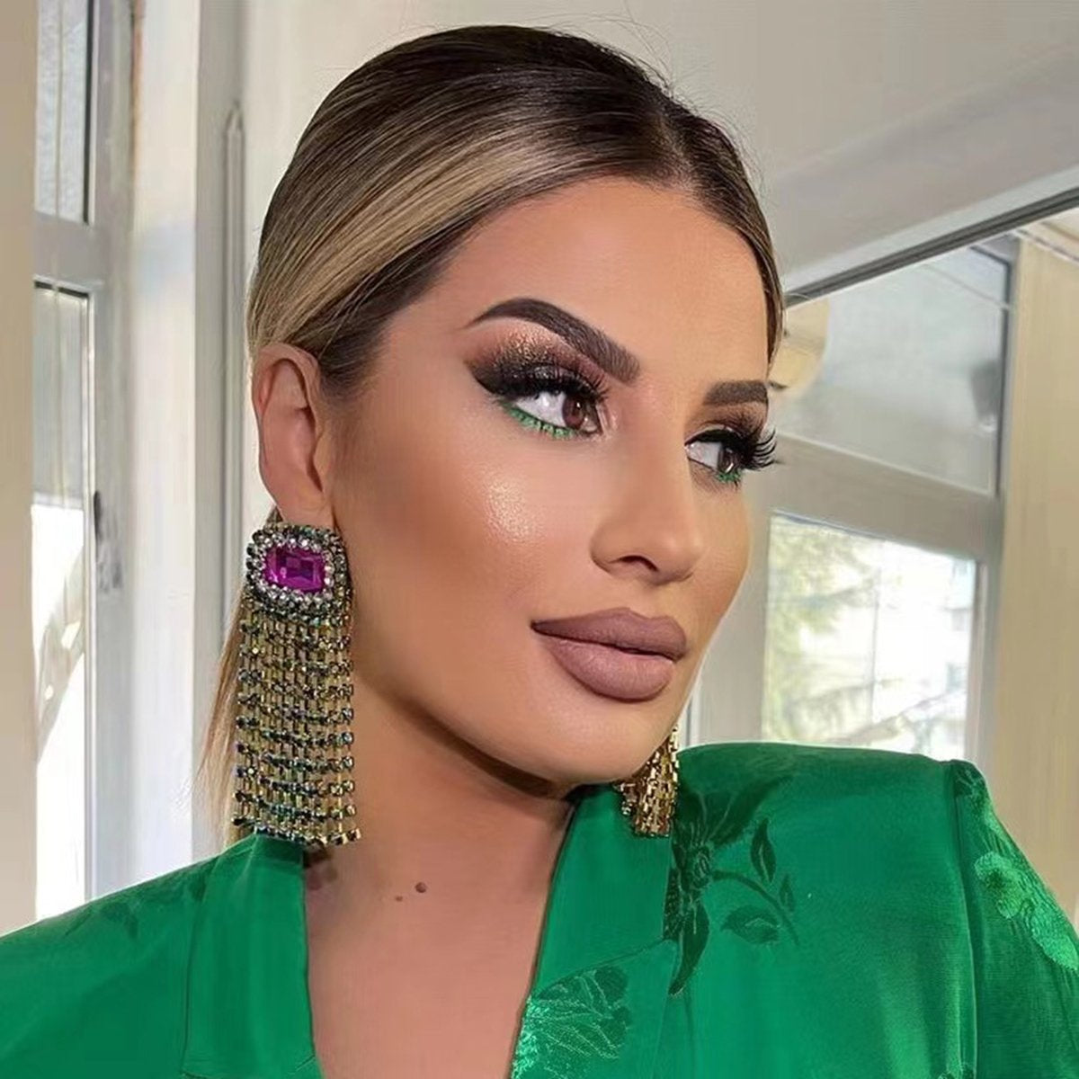 Rhinestone Long Tassel Dangle Women's Earrings | Oxredo Shop Ramadan Sale