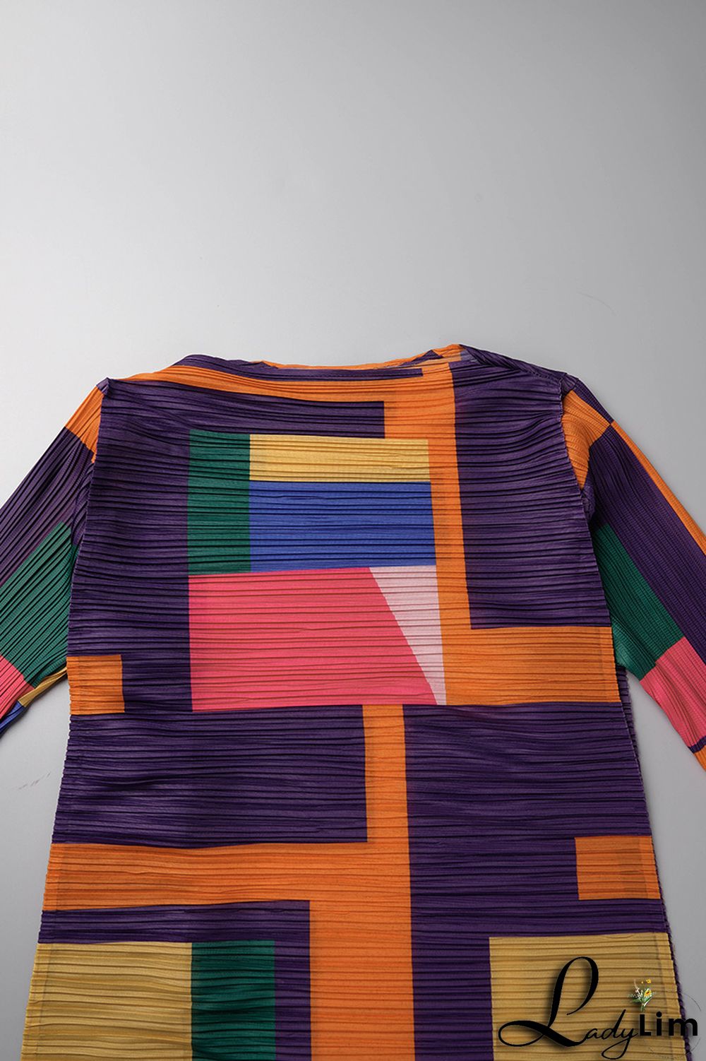 Light Coffee Street Geometric Print Patchwork O Neck Long Dress Dresses