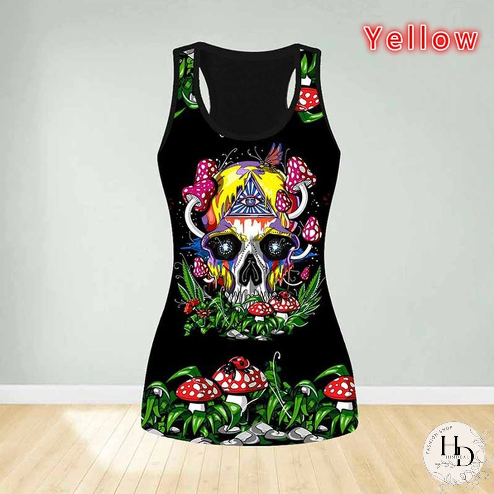 Womens Fashion Skull Print Punk Vest Slim T-shirt