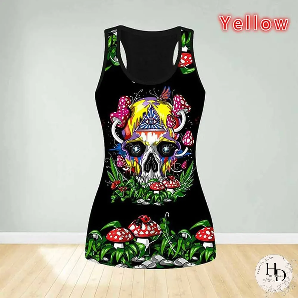 Womens Fashion Skull Print Punk Vest Slim T-shirt
