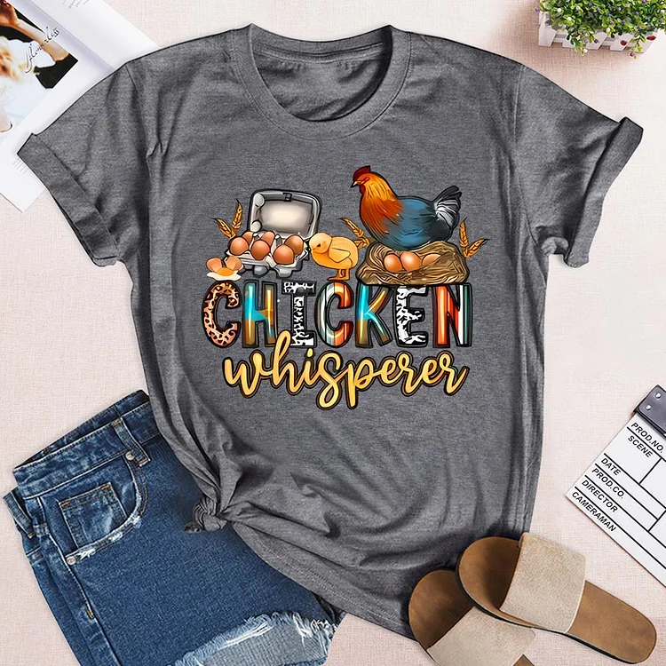 Farm Life Chicken Whisperers Round Neck T-shirt-0019694