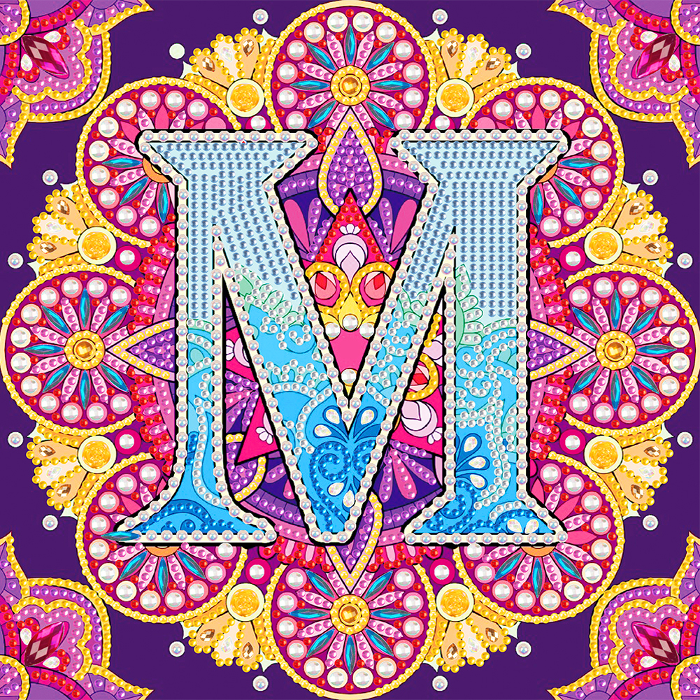 M Letter Mandala-Partial Special Diamond Painting-30*30CM