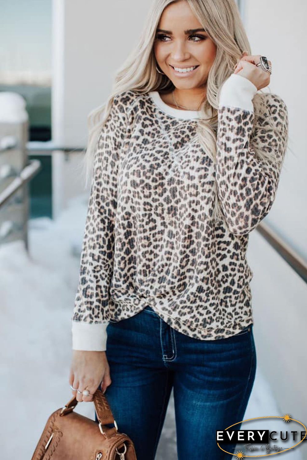 Long Sleeve Leopard Print Top