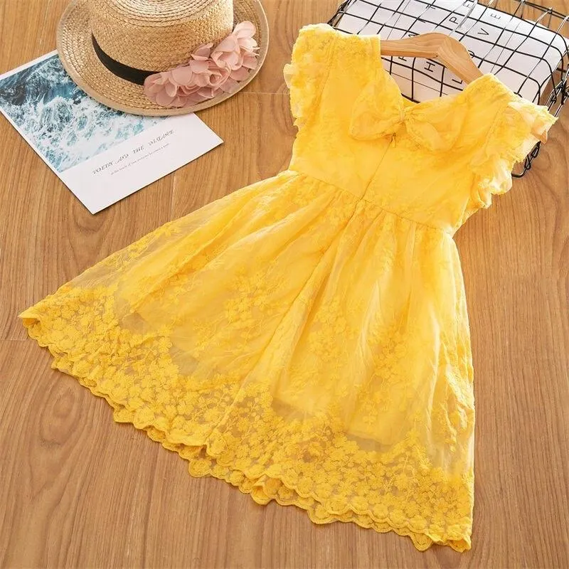 Lace Girls Dress Red Dresses For Christmas Anniversaire Gift Party Frocks Tutu Toddler Kids Prom Gown Dress Children's Clothing