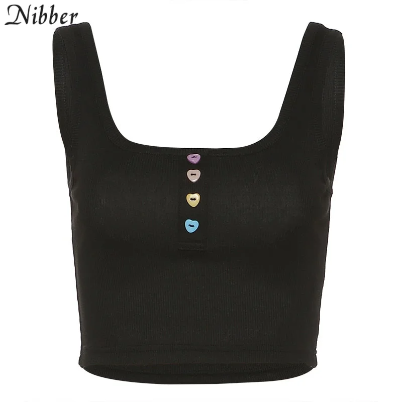 Nibber Harajuku Ribbed knit crop tops women tank tops 2019 autumn hot casual Active Wear wild stretch Slim Basic camisole mujer